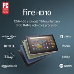 Amazon Fire HD 10-inch tablet, 1080p Full HD, 32 GB - 64 GB, widescreen entertainment, fast, responsive and durable, latest model, 2021