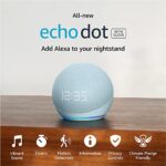 All-New Echo Dot 5th Gen, 2022 release with clock, Smart speaker with clock and Alexa, Cloud Blue